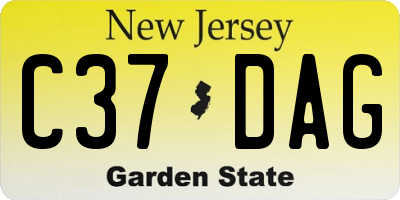 NJ license plate C37DAG