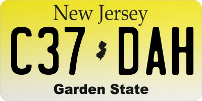 NJ license plate C37DAH
