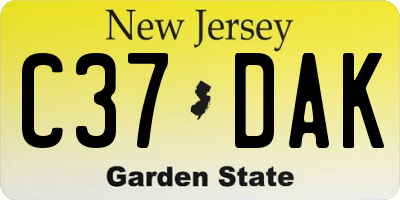 NJ license plate C37DAK