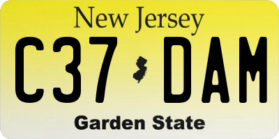 NJ license plate C37DAM