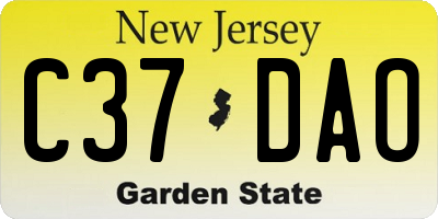 NJ license plate C37DAO