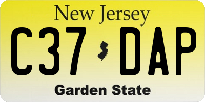 NJ license plate C37DAP