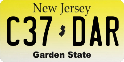 NJ license plate C37DAR