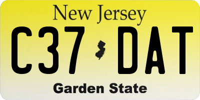 NJ license plate C37DAT
