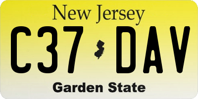 NJ license plate C37DAV