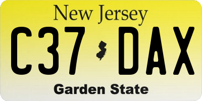 NJ license plate C37DAX