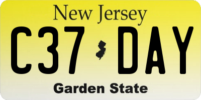 NJ license plate C37DAY