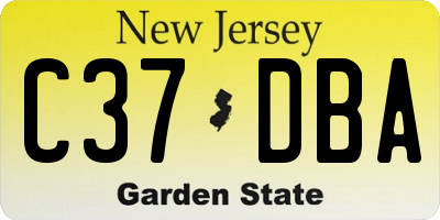 NJ license plate C37DBA