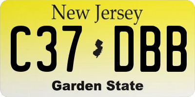 NJ license plate C37DBB