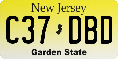NJ license plate C37DBD