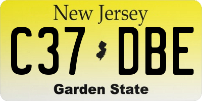 NJ license plate C37DBE