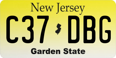 NJ license plate C37DBG