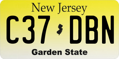 NJ license plate C37DBN