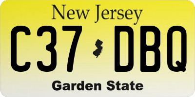 NJ license plate C37DBQ