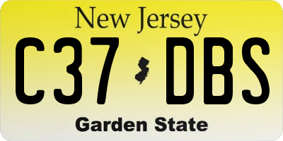 NJ license plate C37DBS