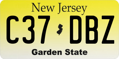 NJ license plate C37DBZ
