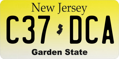 NJ license plate C37DCA