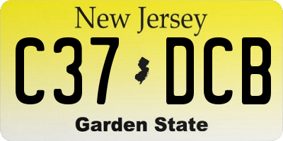 NJ license plate C37DCB