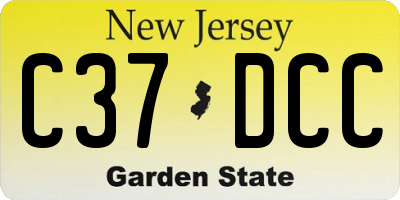 NJ license plate C37DCC