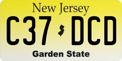 NJ license plate C37DCD