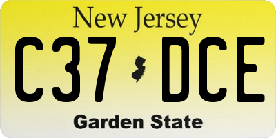 NJ license plate C37DCE