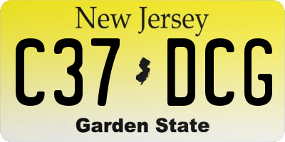 NJ license plate C37DCG