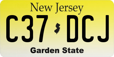 NJ license plate C37DCJ
