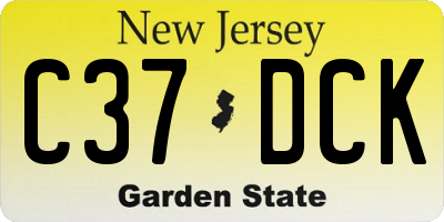 NJ license plate C37DCK