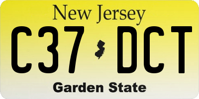 NJ license plate C37DCT