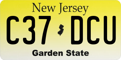 NJ license plate C37DCU