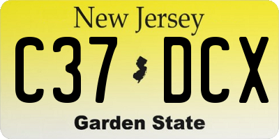 NJ license plate C37DCX