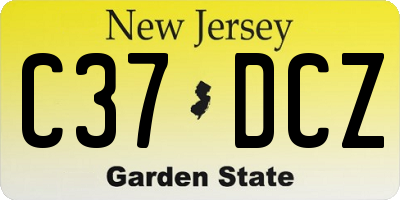 NJ license plate C37DCZ