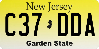 NJ license plate C37DDA
