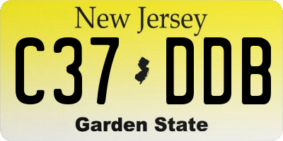 NJ license plate C37DDB
