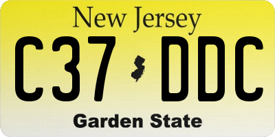 NJ license plate C37DDC