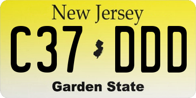 NJ license plate C37DDD