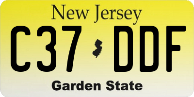 NJ license plate C37DDF