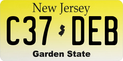 NJ license plate C37DEB