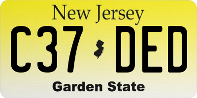 NJ license plate C37DED