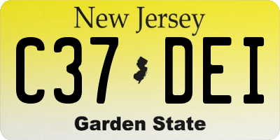 NJ license plate C37DEI