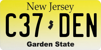 NJ license plate C37DEN