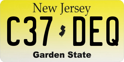 NJ license plate C37DEQ
