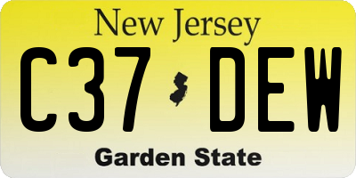 NJ license plate C37DEW