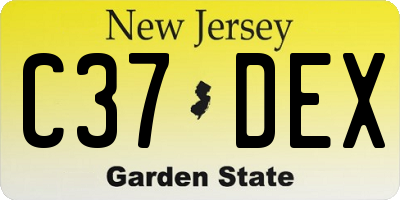 NJ license plate C37DEX