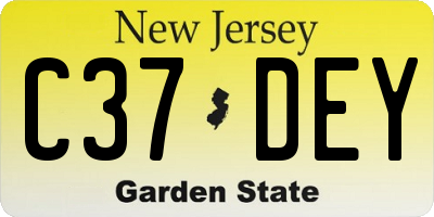NJ license plate C37DEY
