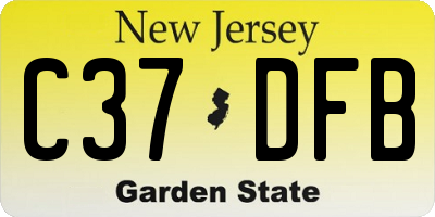 NJ license plate C37DFB