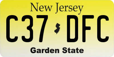NJ license plate C37DFC
