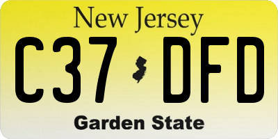 NJ license plate C37DFD