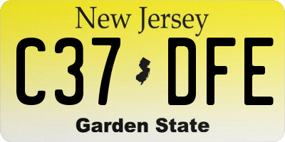 NJ license plate C37DFE
