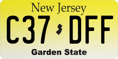 NJ license plate C37DFF